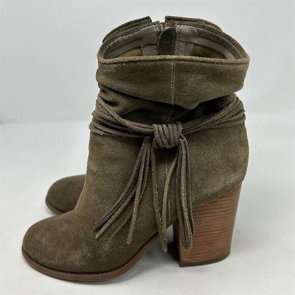 Jessica Simpson Women's Gray Ankle Booties Size 9 Fringe Tassel Block Heel - Picture 7 of 15